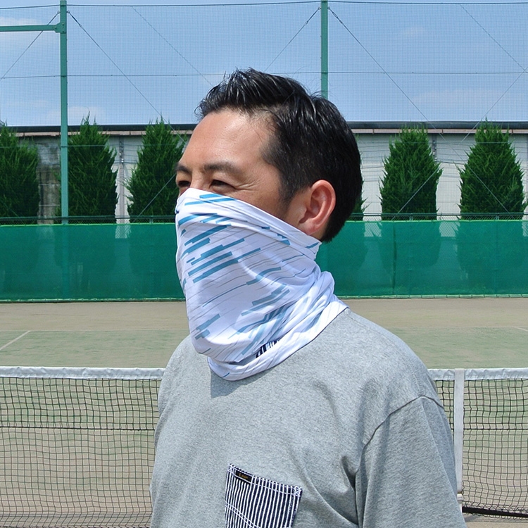 プリンス【プリンス通販】フェイスカバー ICE DRY 接触冷感、UPF50+、吸水速乾、ストレッチ（PO665）(ホワイト/ブルー（218）):  テニスアクセサリーテニス用品の公式通販