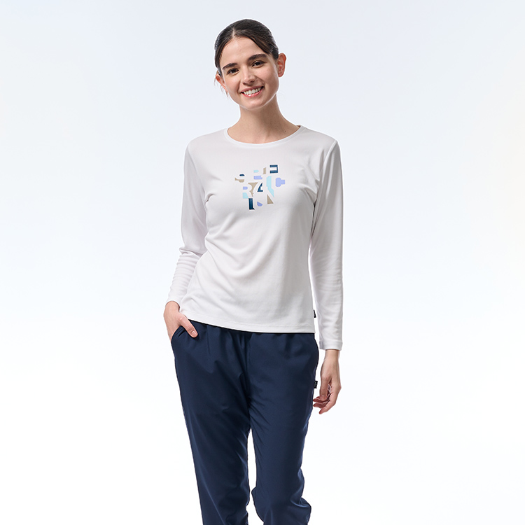 ロングスリーブシャツ 吸汗速乾、UPF50、リサイクル、 ソフトメッシュドライ素材 WF5092